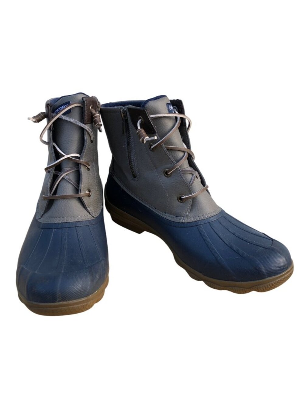 Sperry Duck Boots Womens 10 M Leather Upper Blue Waterproof Rubber Rain Garden